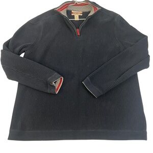 Eddie Bauer Sweater Mens XL‎ Navy Sport Shop 1/4 Zip Cotton Ribbed Pullover